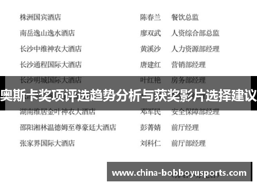 奥斯卡奖项评选趋势分析与获奖影片选择建议